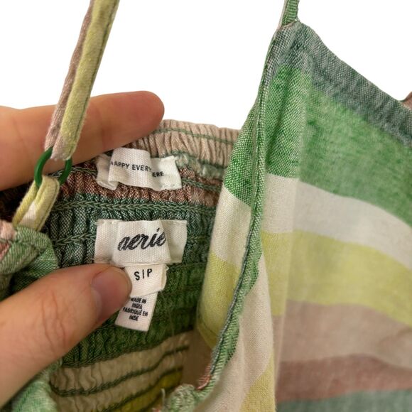 NWT Aerie Linen Blend Multicolor Striped Side Cut Out Mini Dress Women's Small - Picture 5 of 8